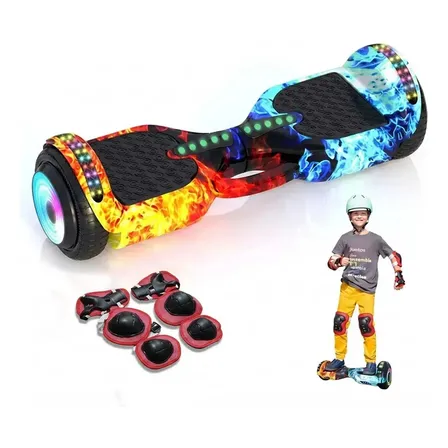 Hoverboard Elétrico Skate Overboard Bluetooth Cor Fogo Gelo Azul