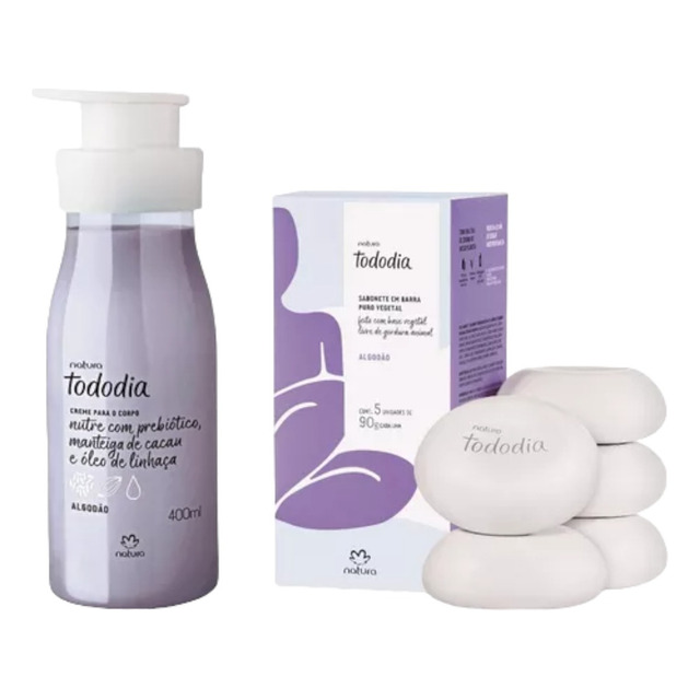 Kit Presente Natura - Creme Hidratante Tododia + Sabonete Fragrância Algodão Kit Presente Natura - Creme Hidratante Tododia + Sabonete Fragrância Algodão