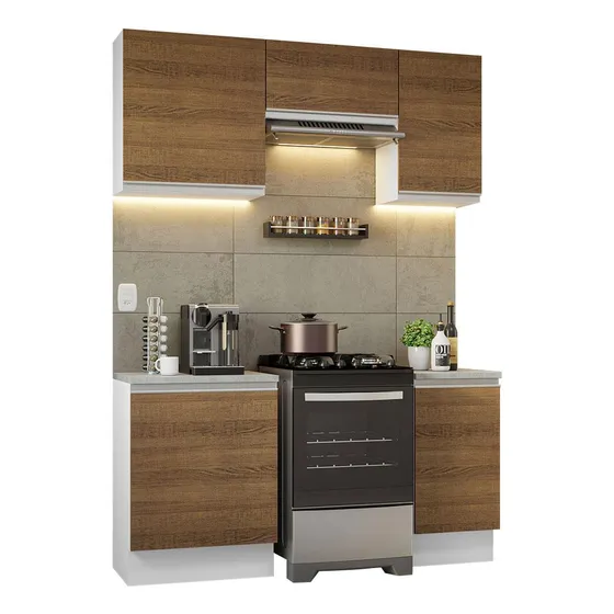 Armario De Cocina Completo 160cm Glamy Madesa Color Blanco/Marrón