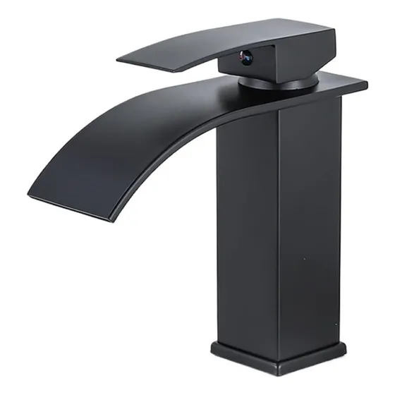 Griferia Monocomando Lavatorio Baño Cuadrada Pico Cascada