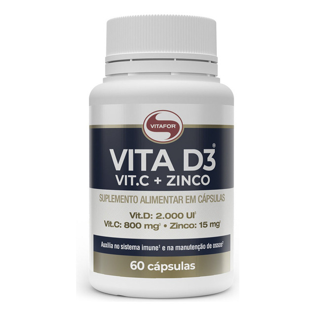 Vita D3 + C + Zinco Vitafor 60 Cápsulas Vita D3 + C + Zinco Vitafor 60 Cápsulas