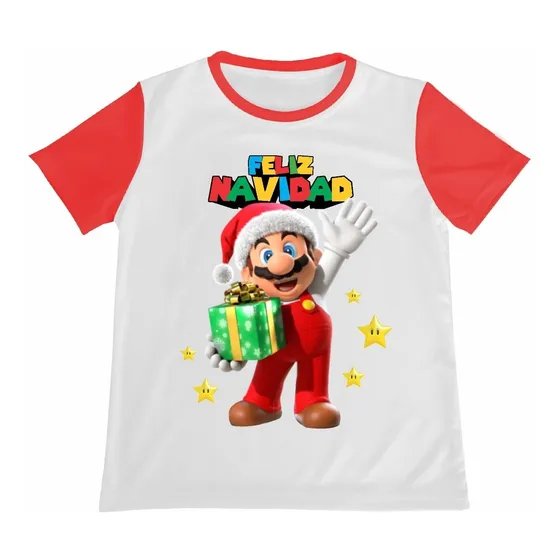 Franela Camisa Niño Feliz Navidad Super Mario 