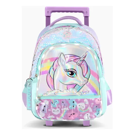 Mochila escolar Footy F2101 color verde agua diseño unicornio 27L