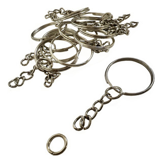 Abalorio Argolla Para Llavero 2.5cm Niquelada C/cadena, 100p Abalorio Argolla Para Llavero 2.5cm Niquelada C/cadena, 100p