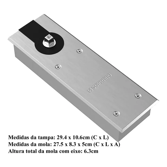 Soprano P330 Mola Piso Porta Vidro Potência Ajustável Eixo Santa Marina Portas Até 120Kg Inox