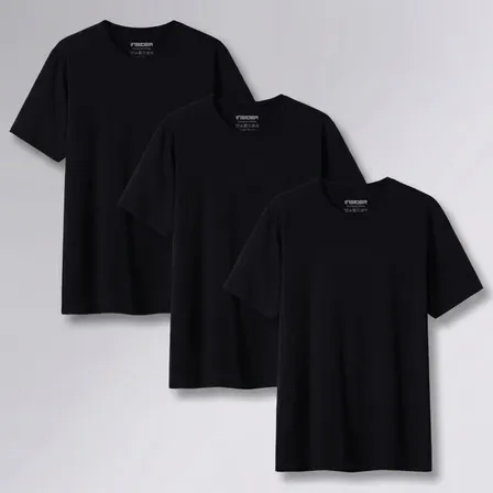 Kit 3 Camisetas  Light T-shirt Insider Preto M Lisa