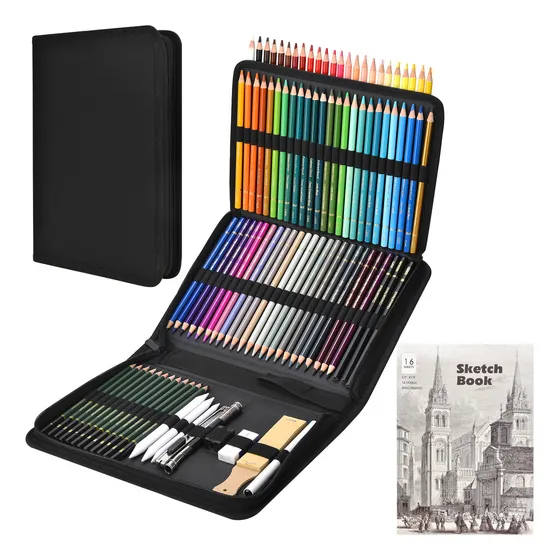 98 Piezas Kit de Lápices de colores Para Dibujo, 72 Colores Arte Dibujo Profesional para Colorear, Pintura y Boceto, Incluye Libro de bocetos, Estuche Portátil y Más
