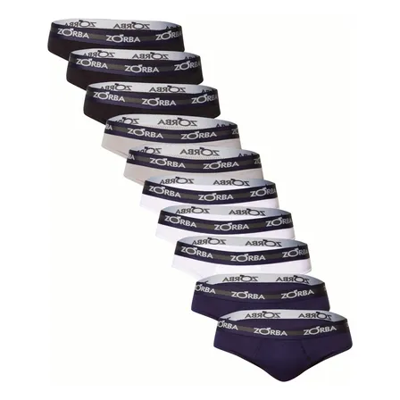 Kit Com 10 Cuecas Slip Go Tagless Masculina Zorba