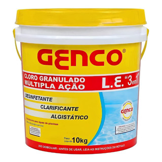 Genco 3 Em 1 Múltipla Ação Balde 10kg Cloro Para Piscina 4 Níveis De Dosagem Genco 3 Em 1 Múltipla Ação Balde 10kg Cloro Para Piscina 4 Níveis De Dosagem