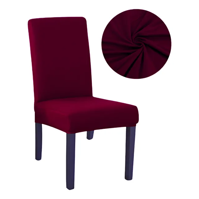 Funda De Silla 8 Piezas- Lycra Color Entero Color Bordó