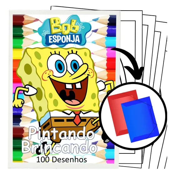 Kit 100 Desenhos Para Pintar E Colorir Bob Esponja - Folha A4 ! 2 Por Folha! - #0128