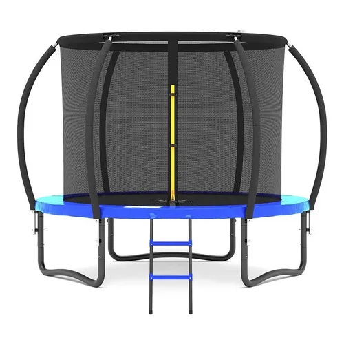 Trampolín Infantil Pumpkin 10ft 3.04m Diámetro Con Escalera Color De La Lona De Salto Negro Color Del Cobertor De Resortes Azul