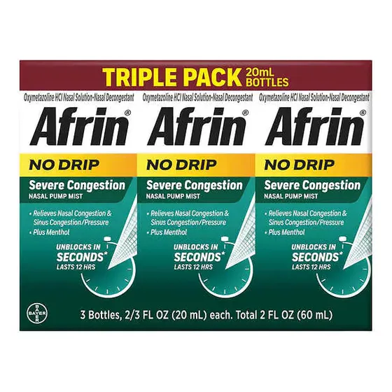Descongestionante Nasal Afrin, Sin Goteo, Congestión Grave, 