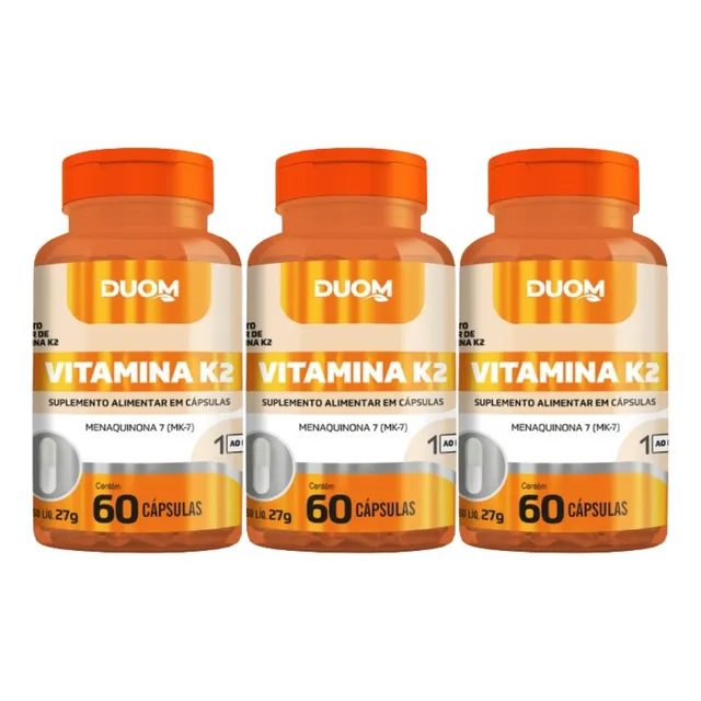 Kit 3x Suplemento Alimentar Vitamina K2 60 Cps - Duom