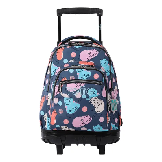 Mochila Con Ruedas Niña Bomper Renglon Gris Missi Diseño De La Tela Rayas