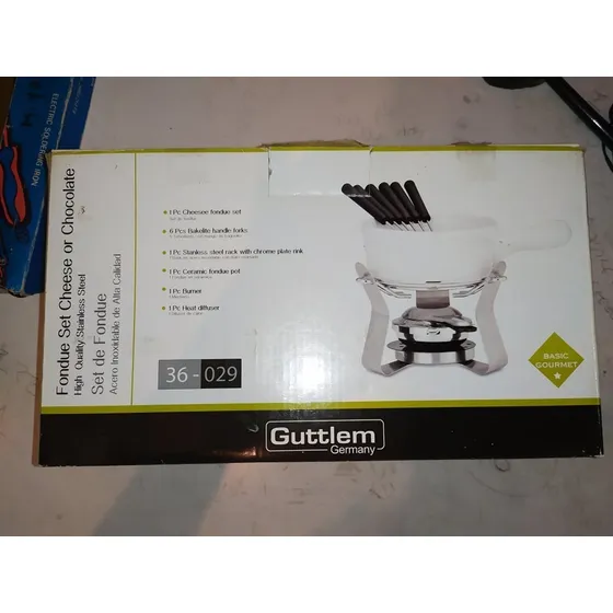 Nuevo,fondue Aleman,guttlem,acero Y Porcelana, 