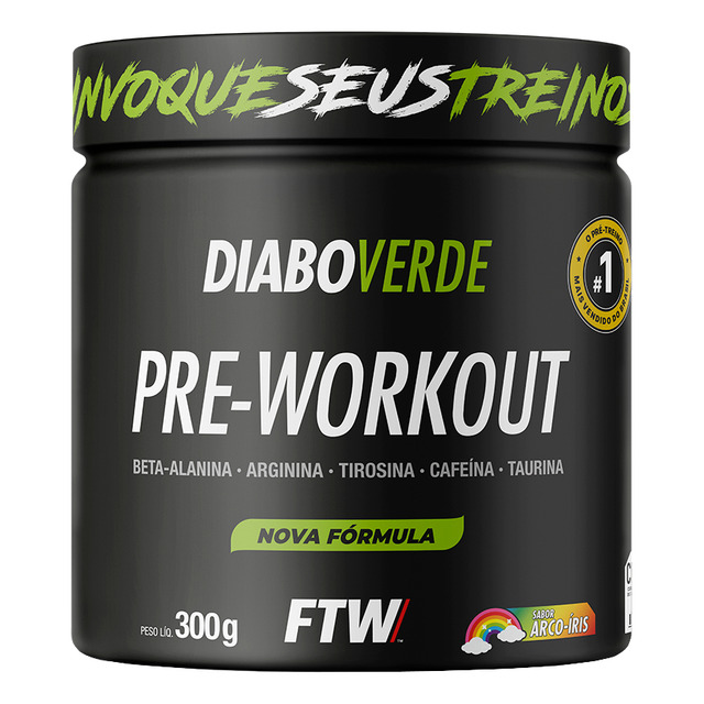 Suplemento Em Pó Pre Treino Pre Workout Pote 300g Sabor Arco-iris Ftw - Diabo Verde Suplemento Em Pó Pre Treino Pre Workout Pote 300g Sabor Arco-iris Ftw - Diabo Verde