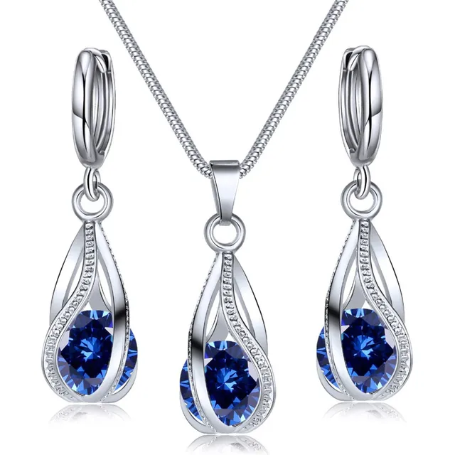 Aretes Colgantes + Collar Y Dije De Gota Plata De Ley 925