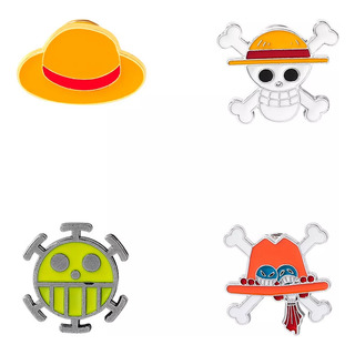 4 Pines Inspirados En One Piece Con Broche Metálico 4 Pines Inspirados En One Piece Con Broche Metálico