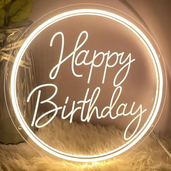 Letrero De Neon Feliz Cumpleaños Para Decoración De Pared - 