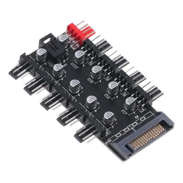 Hub Splitter 10 Ventiladores Fan 4 Pin Sata 12v Pwm Control