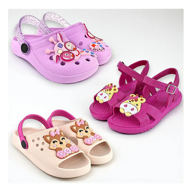 Kit 3 Pares Sandália Infantil Menina Slides Babuche Papete