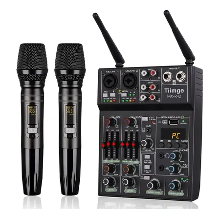 Mezcladora De Audio Profesional C/2 Micrófonos Inalámbricos