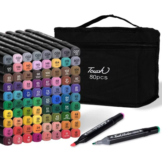 Marcadores Drypens De Colores Doble Punta Grueso Y Fino Touch Set X 80 Tonos