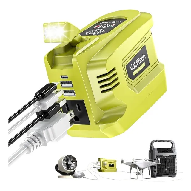 Inversor De Corriente De 200 W Para Batería Ryobi De 18