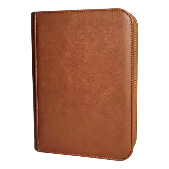 Tcg: Carpeta Binder Cuero Marrón - 22 Folios 4 Bolsillos