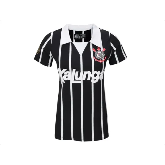 Camisa Corinthians Retrô Feminina Kalunga Licenciada Oficial