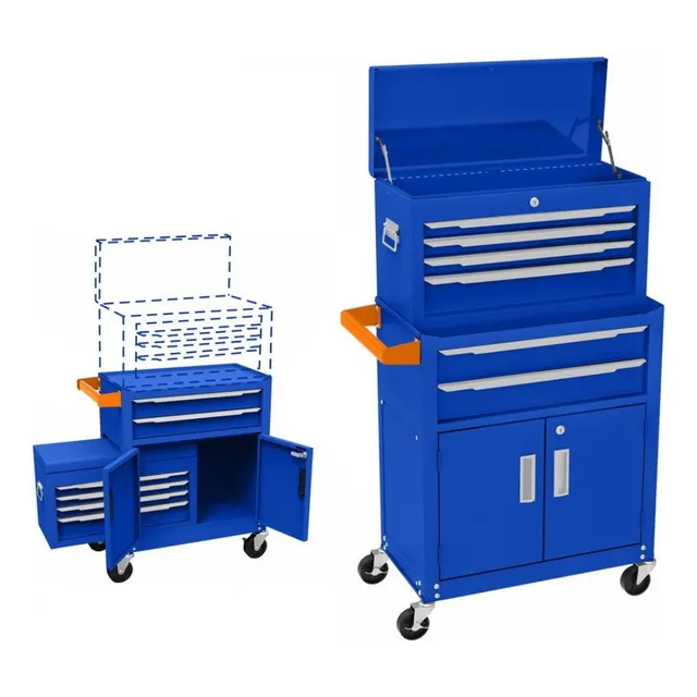 Caja Organizador De Herramientas Mesa Taller Ruedas Azul