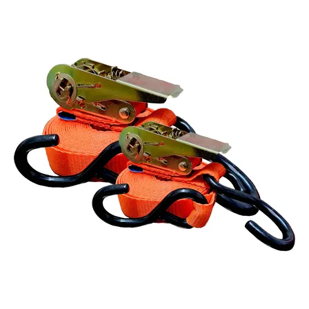 Kit 2 Cinta Amarração E Catraca 800kg 4m Gancho Emborrachado Laranja