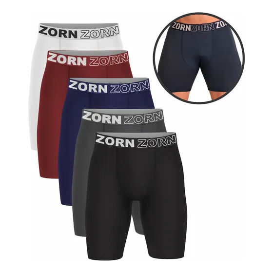 Kit 05 Cueca Boxer Long Leg Ciclista Microfibra Adulto Lisas