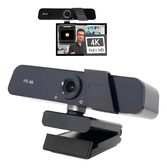 Webcam 4K 8Mp UHD Auto foco 3840x2160p USB com Microfone Integrado uso em reuniões chamada de vídeo conferencia Live e youtuber linha Sigma Tampa Lente