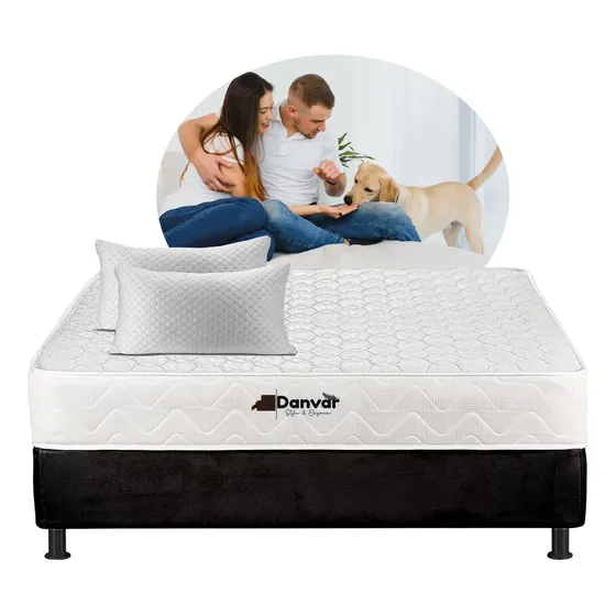 Base Cama Con Colchón Doble Semi Ortopédico 140x190 