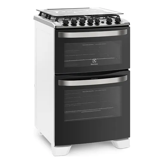 Cocina Electrolux 4 Hornallas Doble Horno Color Inox/Blanco