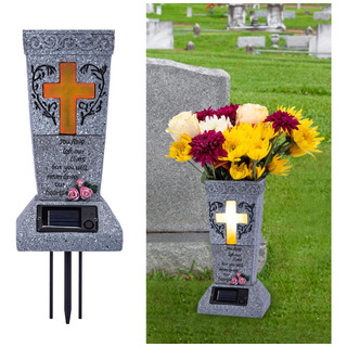 Huyieno Jarrón Solar Para Tumba De Cementerio Con Led Para F Huyieno Jarrón Solar Para Tumba De Cementerio Con Led Para F