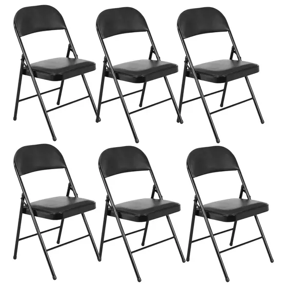 Set X6 Sillas Plegable Asiento Acolchado Reforzada Comedor Negro