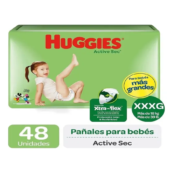 Pañal Huggies Active Sec Xxxg 48 Un