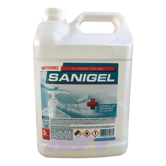 Alcohol gel Casa Thames Sanigel en bidón fragancia a neutra 5 L 5 kg