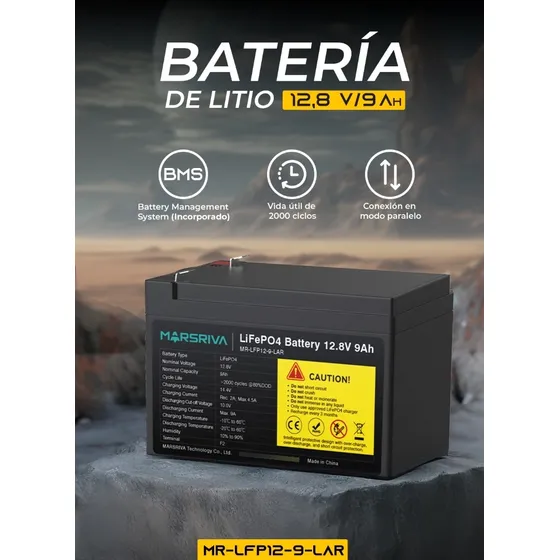 Bateria De Litio Pilas Rescagables Lifepo 4 12.8v 9ah Ima