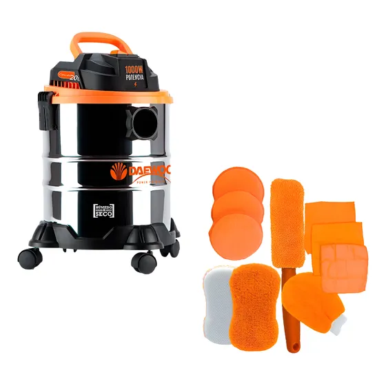 Aspiradora Tacho Acero Polvo Y Agua 20lts Daewoo 1000 Watt Plateado/negro/naranja