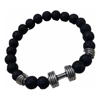 Pulsera Hombre Mancuerna Gym Piedras Onix Cordón Elastico Pulsera Hombre Mancuerna Gym Piedras Onix Cordón Elastico