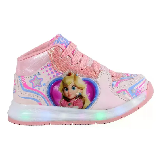 Tenis Princesa Peach Botas Niñas Mario Bros Luces Led Velcro