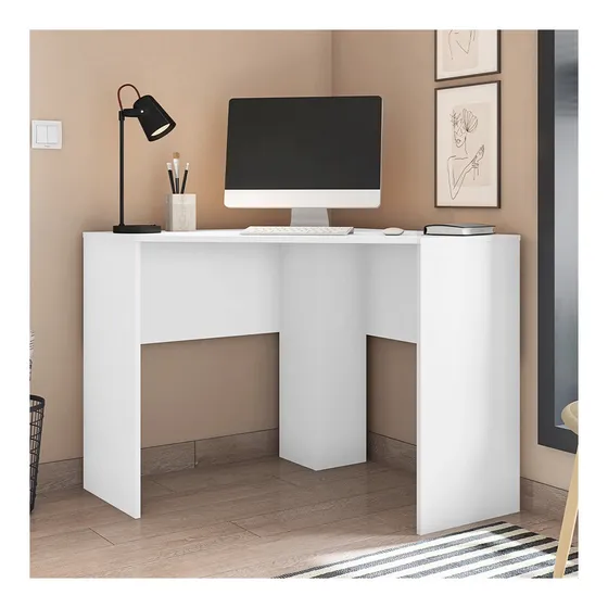 Mesa De Canto EM L Para Computador Cubic Branco Caemmun