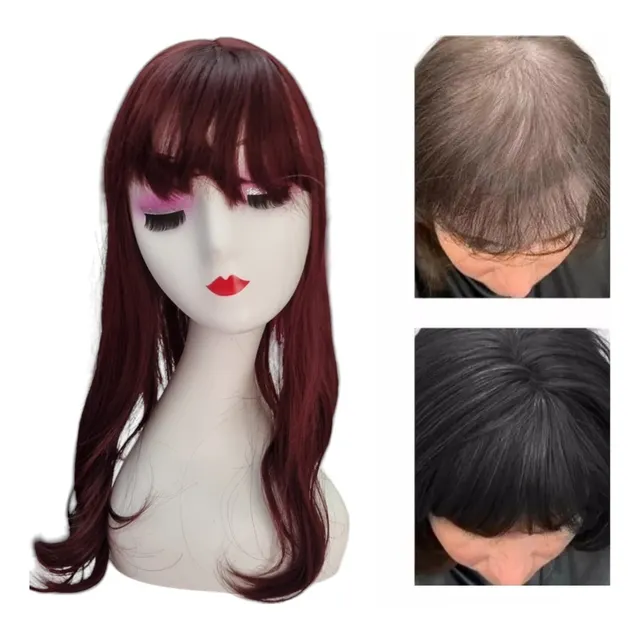 Peluca Topper Bisoñé Semi Opaca Estetica 50cm  Con Flequillo