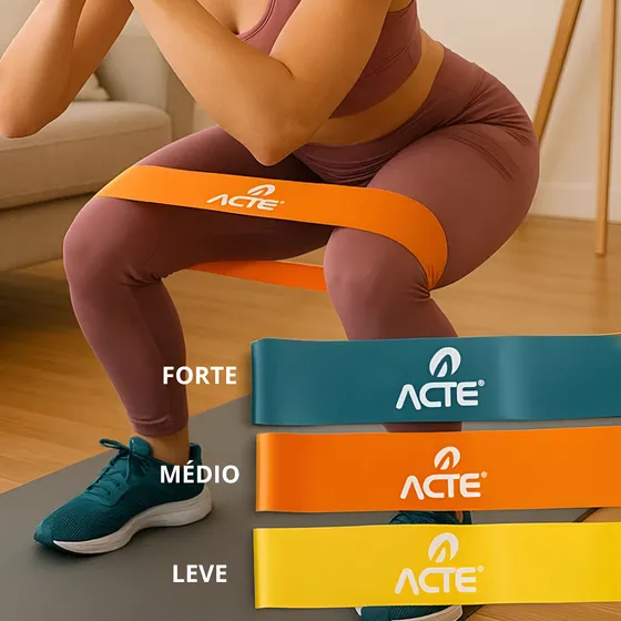 Kit Faixa Elástica Mini Band Yoga Pilates 3 Intensidades