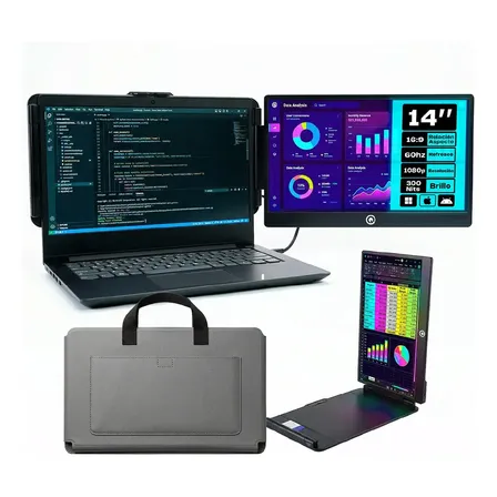 Extensor De Pantalla Para Notebook Asiaquality S1 De 14 Fhd 1080p Compatible Windows Mac Linux Negro