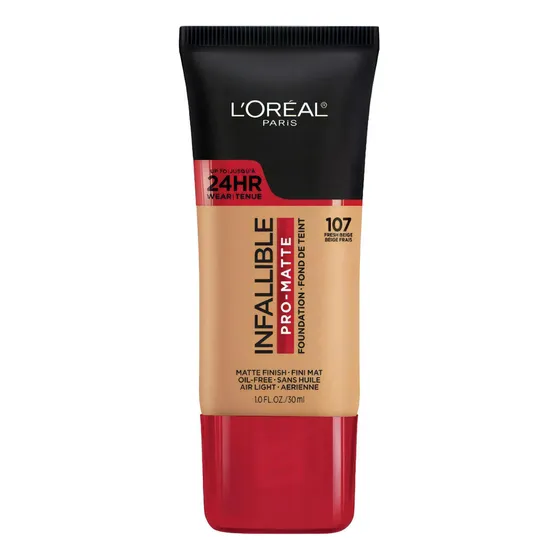 Base de maquillaje líquida L'Oréal Paris Infallible Pro-Matte 24 hrs tono 107 fresh beige - 30mL